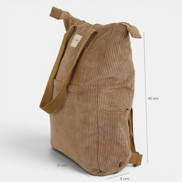 Bolso Toast, estampado en rojo, naranja, beige, detalle del material y el acabado — De La Mur