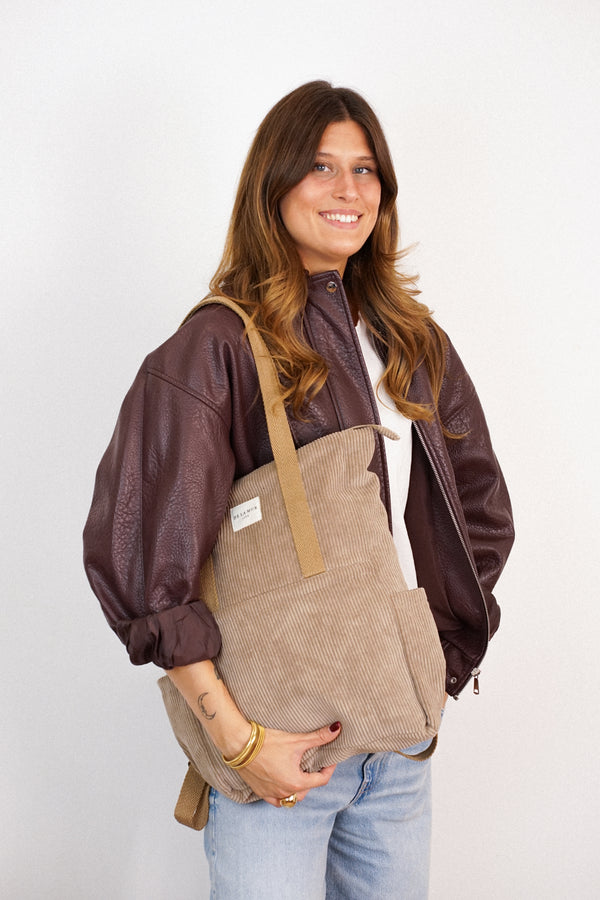 Bolso Toast, estampado en rojo, naranja, beige, vista frontal — De La Mur