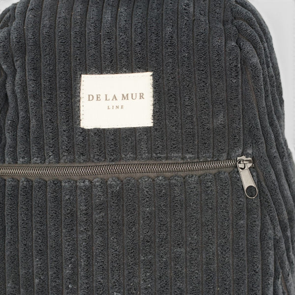 mochila Curly, estampado en beige, blanco, azul, detalle del producto — De La Mur