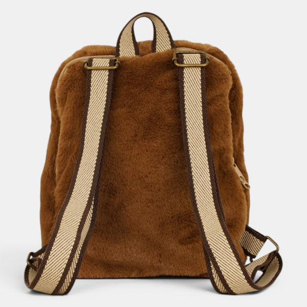 mochila Pile, estampado en blanco, beige, naranja, detalle del producto — De La Mur