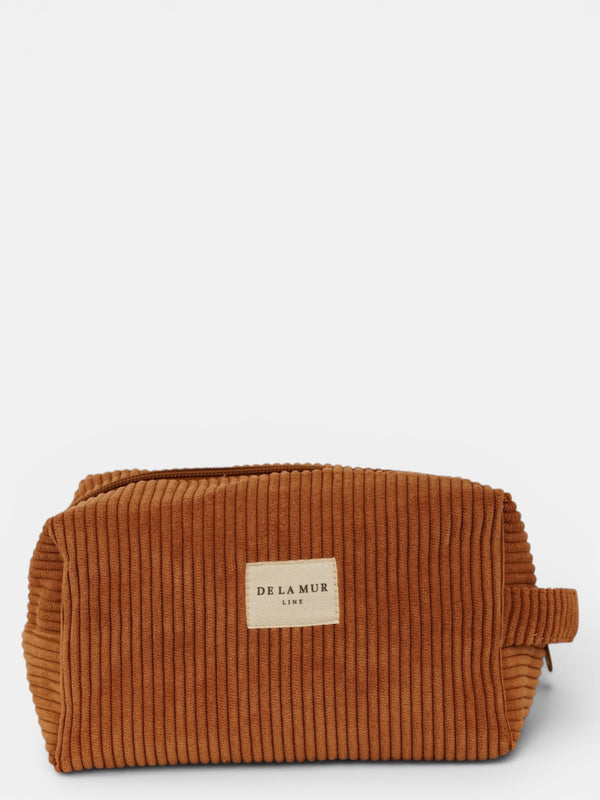 Neceser mediano Barro, estampado en blanco, terracota, naranja, vista frontal — De La Mur