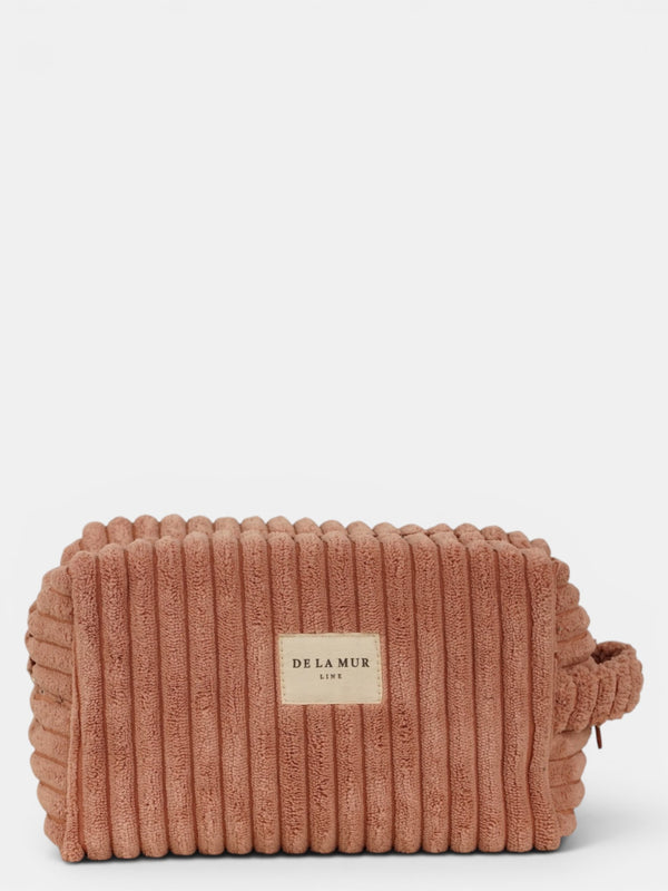Neceser mediano Crepe, estampado en blanco, rojo, terracota, vista frontal — De La Mur
