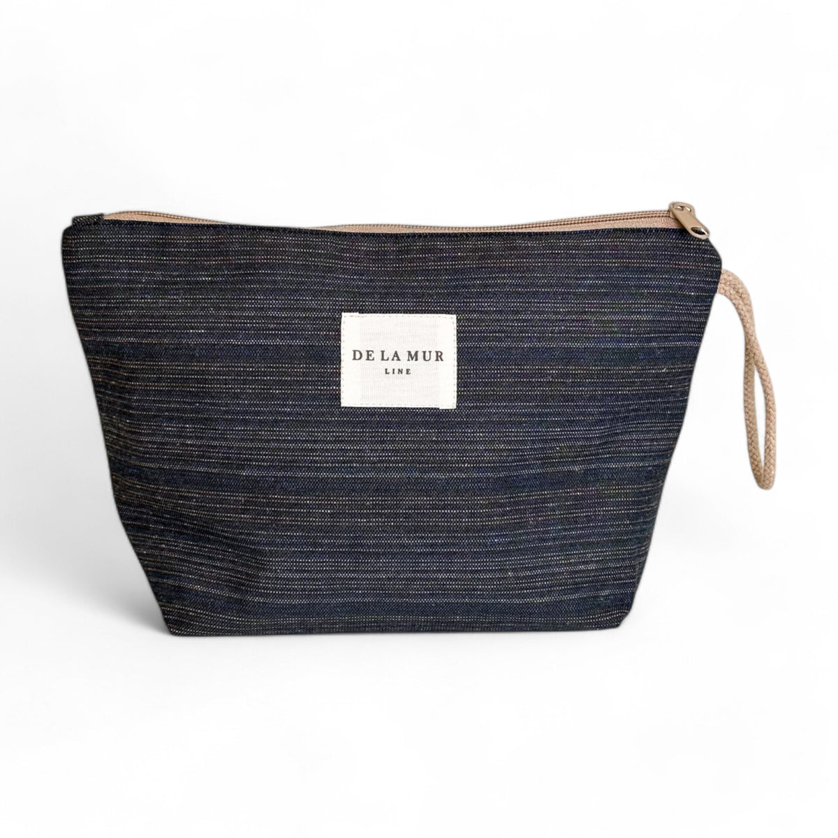 Neceser Amar, estampado en azul, gris, negro, vista frontal — De La Mur