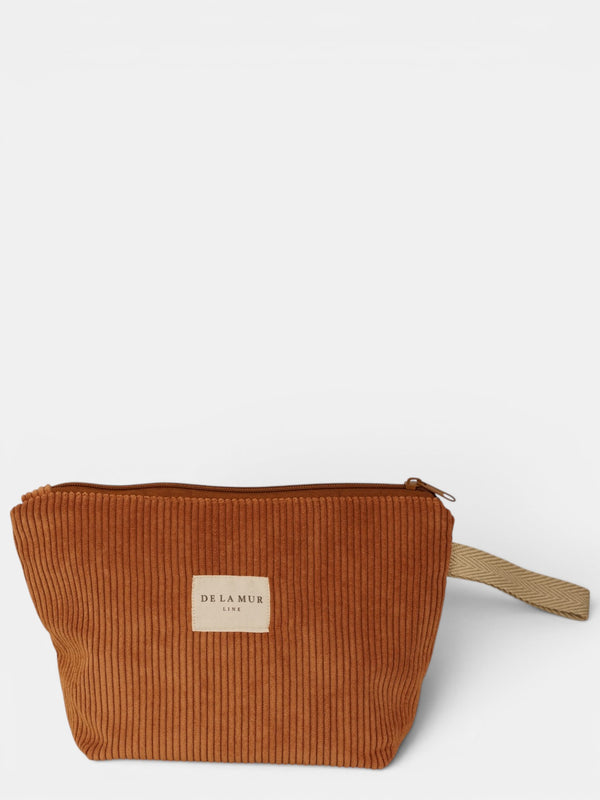 Neceser Barro, estampado en blanco, terracota, naranja, vista frontal — De La Mur