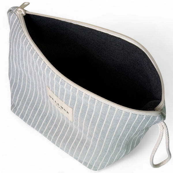 Neceser City, estampado en gris, blanco, beige, detalle del producto — De La Mur