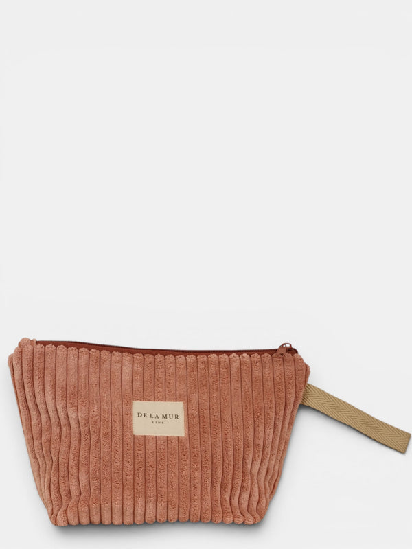 Neceser Crepe, estampado en blanco, rojo, terracota, vista frontal — De La Mur