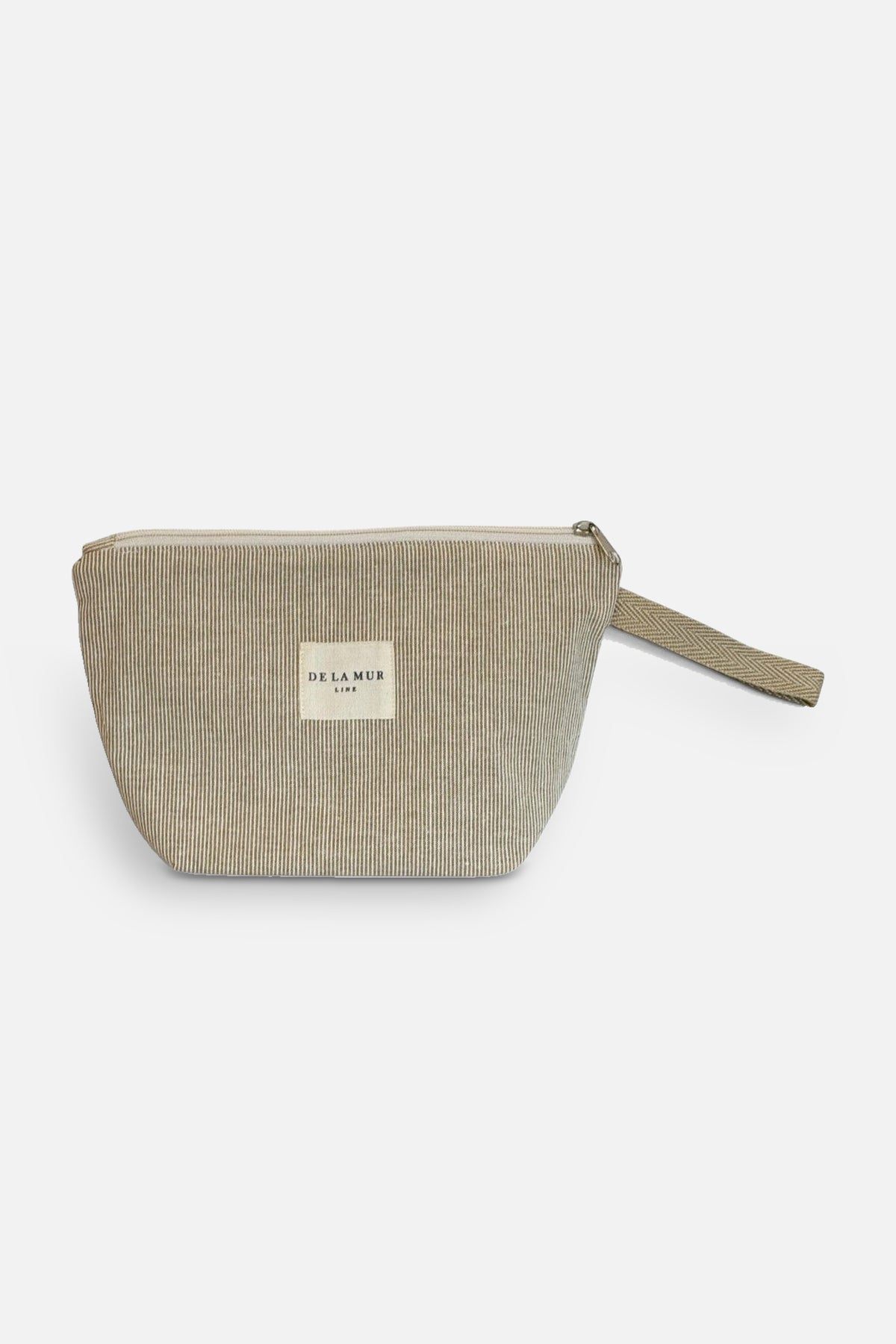 Foz toiletry bag, print in beige and brown, back view — De La Mur