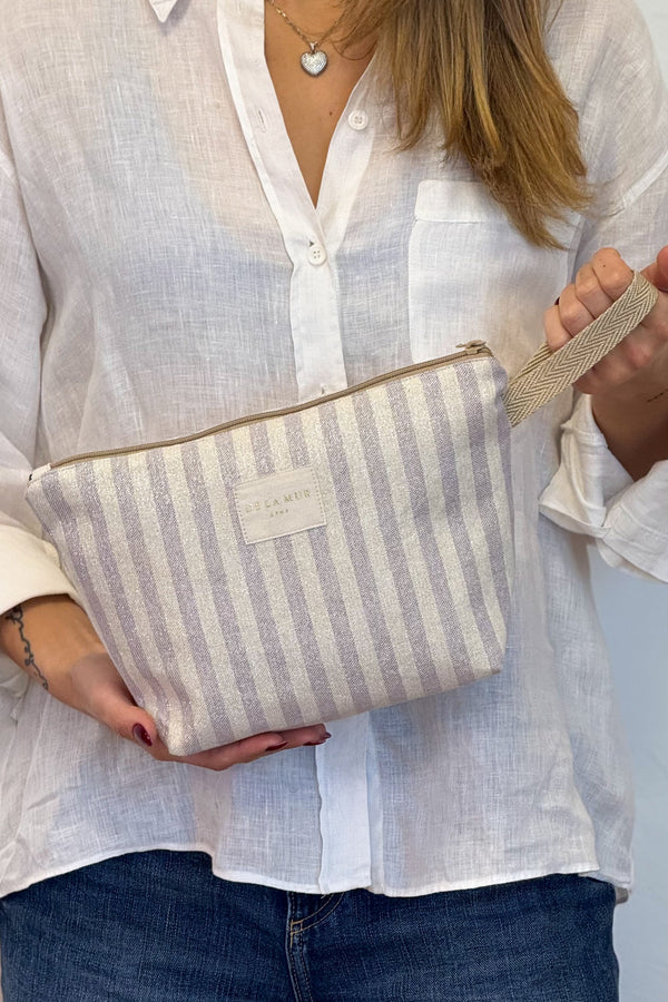 Neceser Lulil, estampado en beige, marrón, blanco, detalle del producto — De La Mur