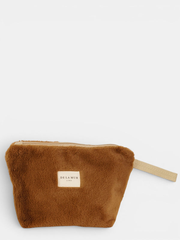 Neceser Pile, estampado en blanco, naranja, terracota, vista frontal — De La Mur