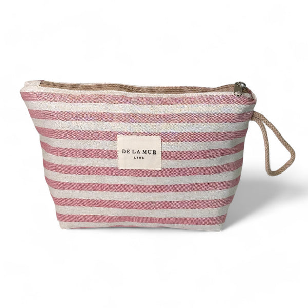 Neceser Rex, estampado en beige, rojo, morado, vista frontal — De La Mur