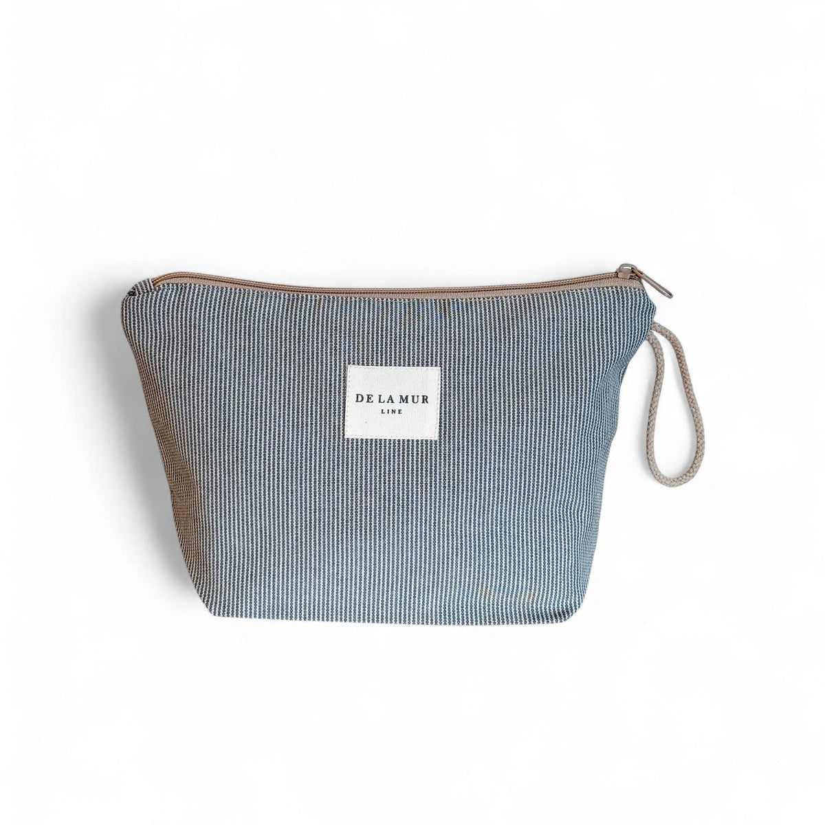 Neceser Rey, estampado en azul, gris, blanco, vista frontal — De La Mur