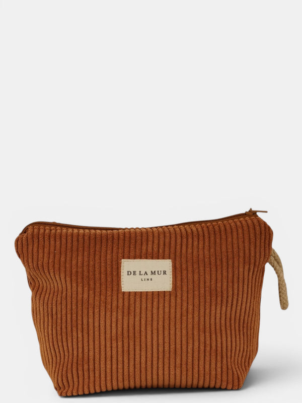 Neceser Barro, estampado en terracota, blanco, naranja, vista frontal — De La Mur