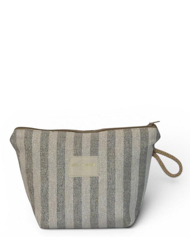 Neceser Lugris, estampado en gris, beige, marrón, vista frontal — De La Mur