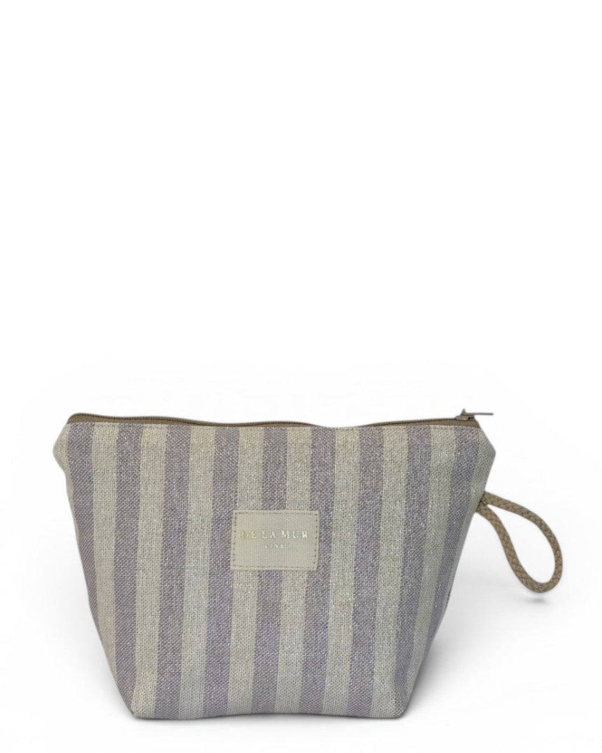 Neceser Lulil, estampado en blanco, gris, beige, vista frontal — De La Mur