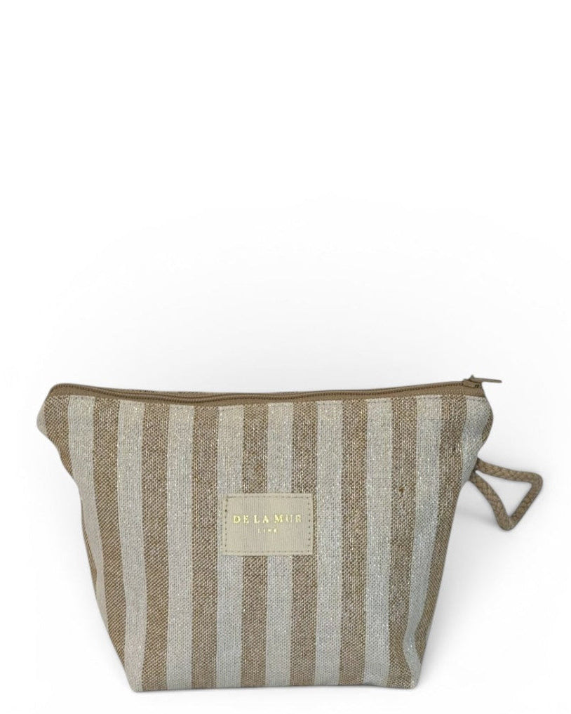 Neceser Lumos, estampado en marrón, blanco, beige, vista frontal — De La Mur