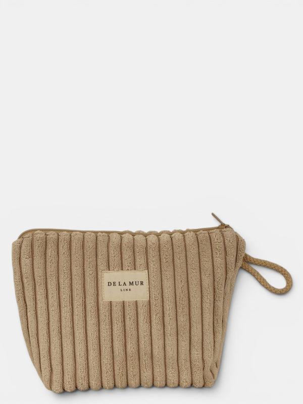 Neceser Moka, estampado en blanco, marrón, beige, vista frontal — De La Mur