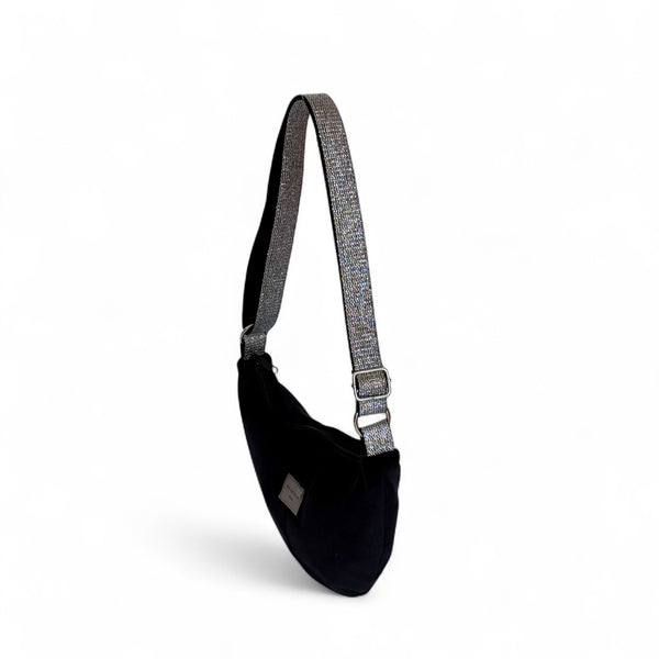 Bolso Miami, estampado en negro, gris, vista en uso — De La Mur