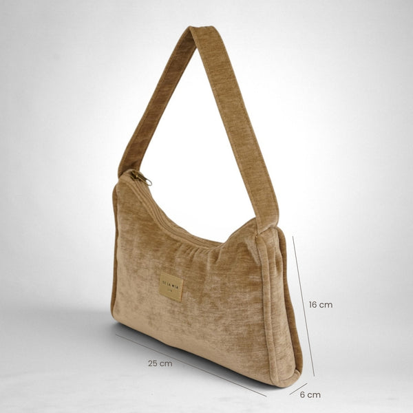 Bolso Golden, estampado en negro, azul, blanco, detalle del producto — De La Mur