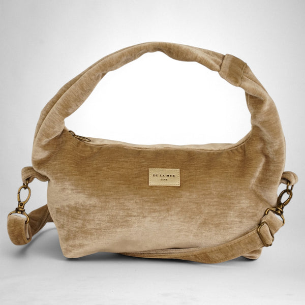 Bolso Golden, estampado en negro, azul, gris, detalle del producto — De La Mur