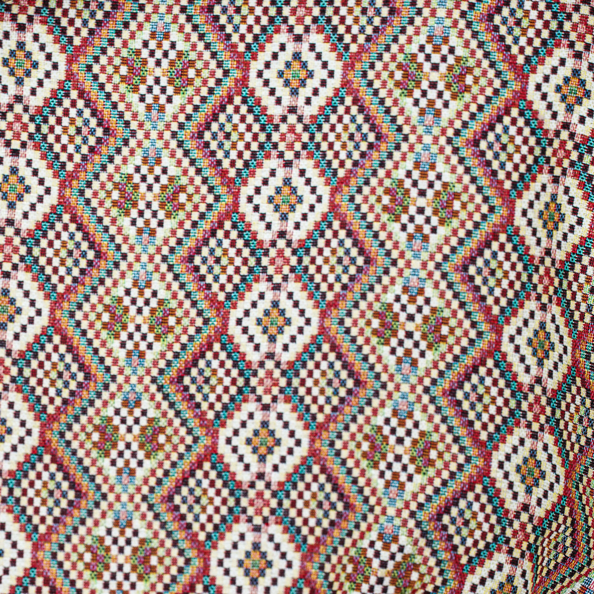 Neceser Otto, estampado en blanco, marrón, rojo, detalle del producto — De La Mur