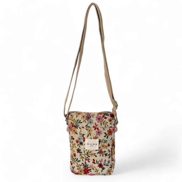 Bolso Blum, estampado en beige, marrón, blanco, vista frontal — De La Mur