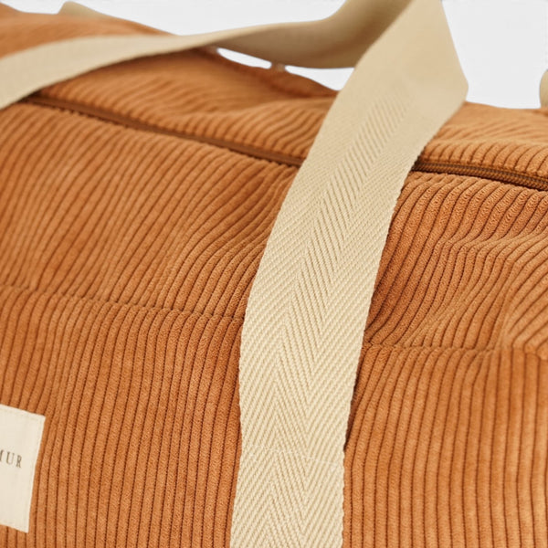 Bolso Barro, estampado en terracota, beige, azul, detalle del producto — De La Mur