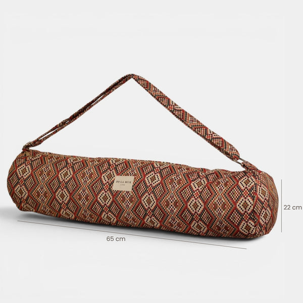 Bolso Otto, estampado en beige, marrón, blanco, detalle del material y el acabado — De La Mur