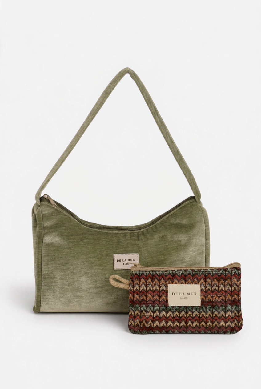 Pack Bolso Mediano Edición Fiesta Menta y Mini Neceser Geométrico Fron