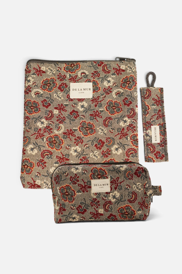 Pack funda de libro y neceser mediano de flores Nira