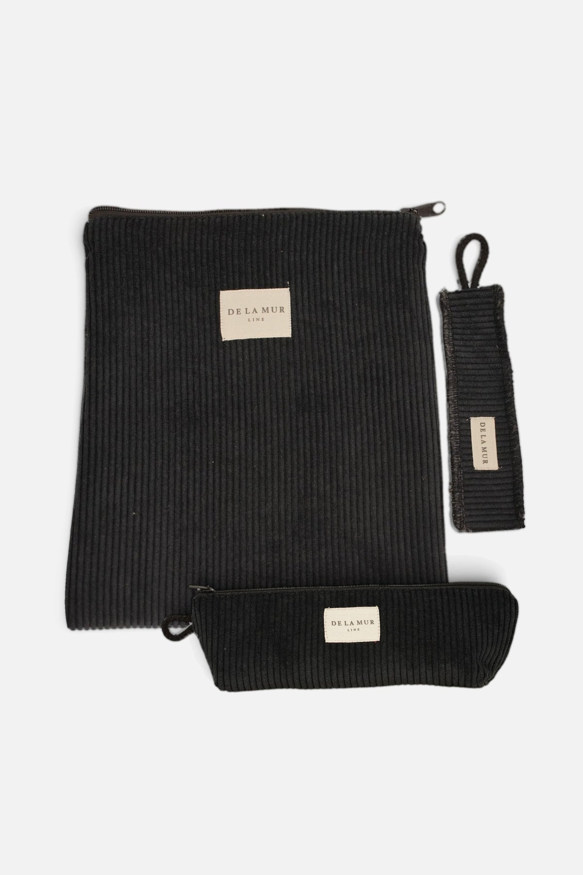 Pack funda de libro y estuche de pana negra Nit