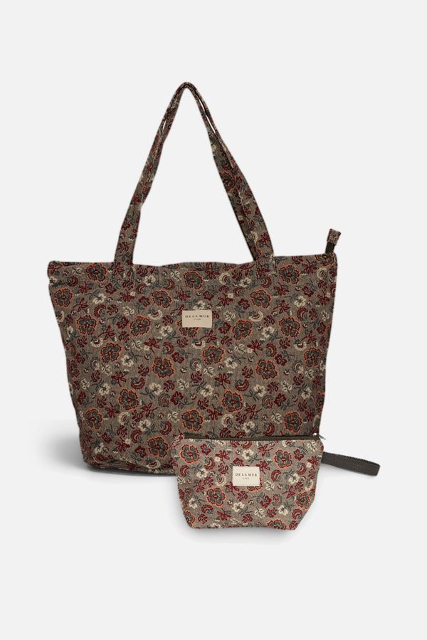 Pack bolsa grande con cremallera y neceser grande de flores Nira