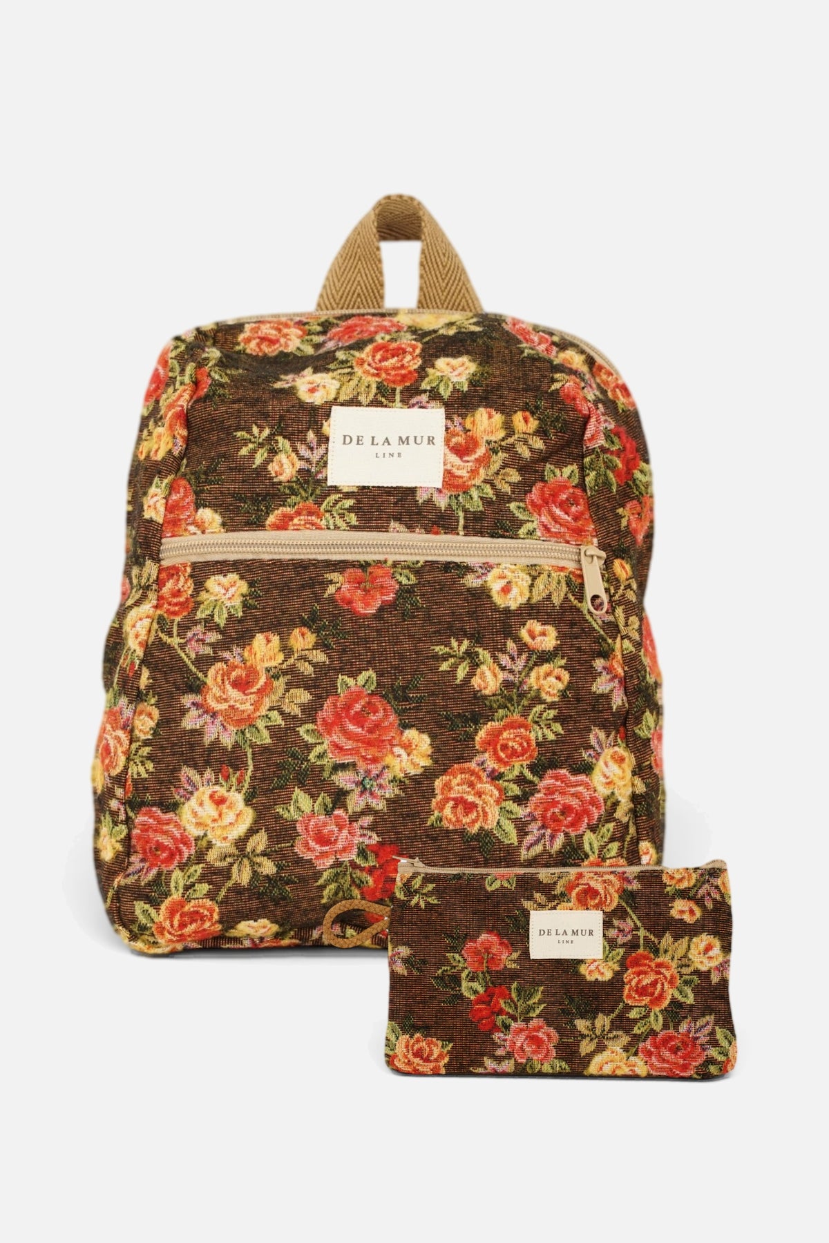 Pack mochila pequeña y mini neceser de flores Pepi