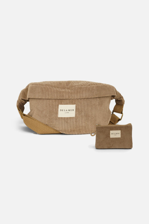 Pack riñonera y monedero de pana beige Toast