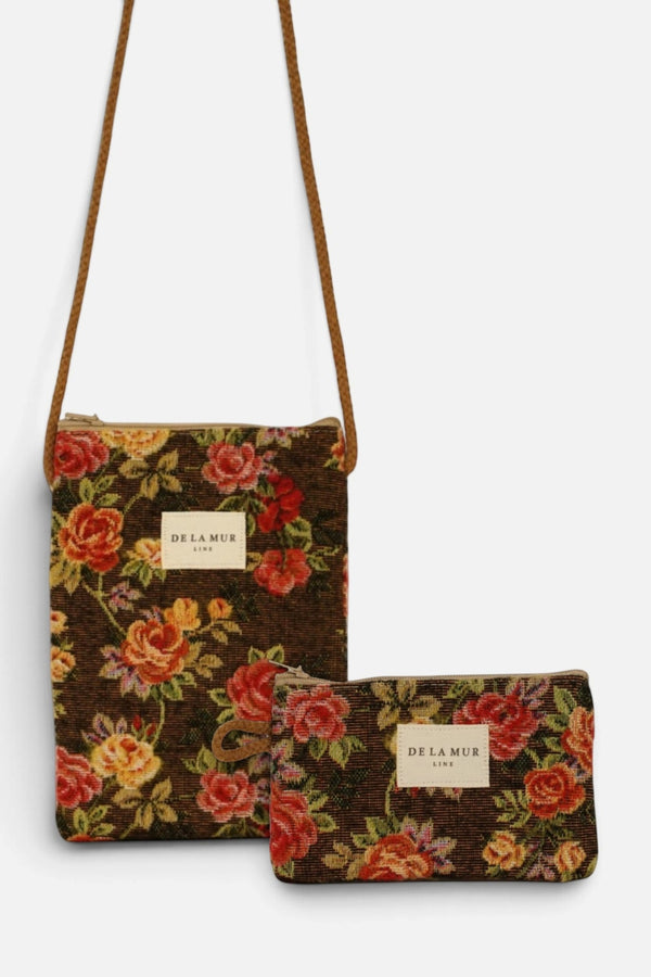 Pack Porta Móvil y Monedero de Flores Pepi