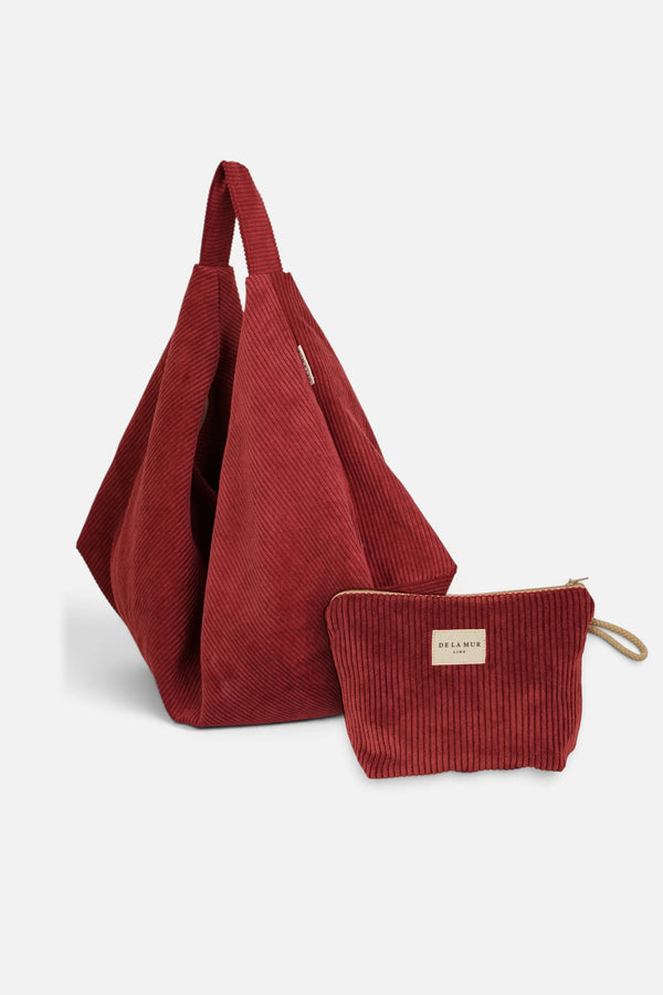 Pack Bolso Galleta y Neceser Pequeño Pana Granate Arde