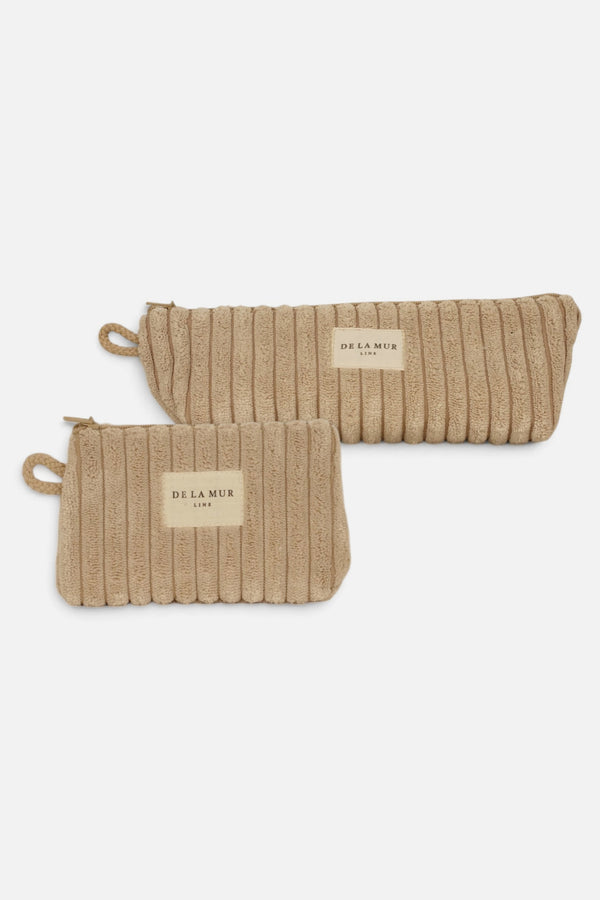 Pack Estuche y Monedero Pana Beige Moka