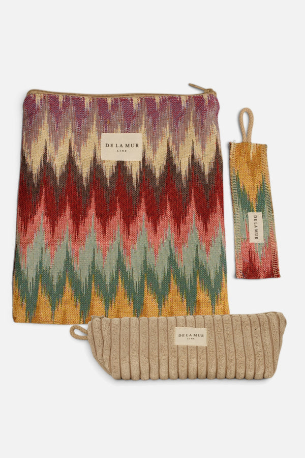 Pack funda de libro Guana y estuche de pana beige Moka