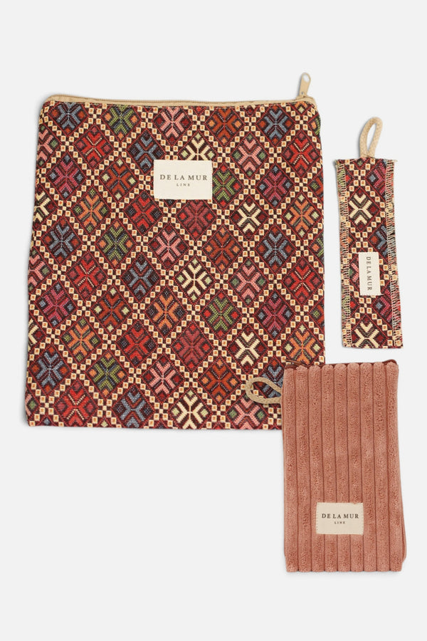 Pack Funda Libro Geométrico Chic y Funda de Gafas Pana Rosa Crepe