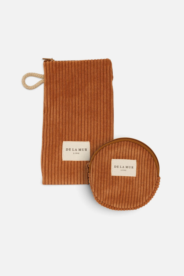 Pack Monedero Redondo y Funda de Gafas Pana Teja Barro